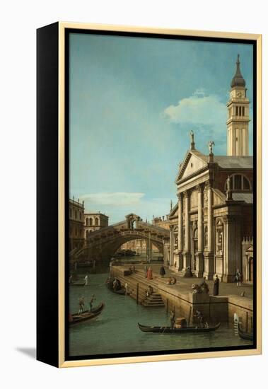 Capriccio: The Rialto Bridge and the Church of S. Giorgio Maggiore, c.1750-Canaletto-Framed Premier Image Canvas