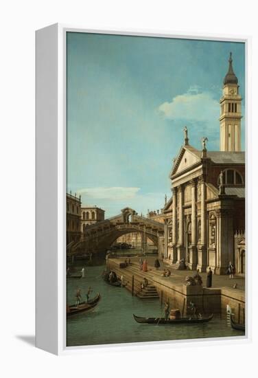 Capriccio: The Rialto Bridge and the Church of S. Giorgio Maggiore, c.1750-Canaletto-Framed Premier Image Canvas