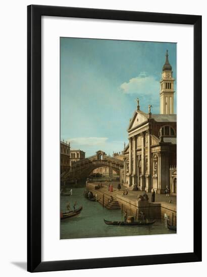 Capriccio: The Rialto Bridge and the Church of S. Giorgio Maggiore, c.1750-Canaletto-Framed Giclee Print