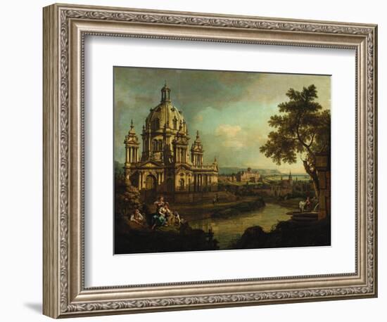 Capriccio with a Domed Church and Buildings in Pirna, c.1765-Bernardo Bellotto-Framed Giclee Print