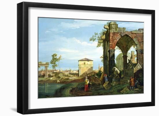 Capriccio with Motifs from Padua, circa 1756-Canaletto-Framed Giclee Print