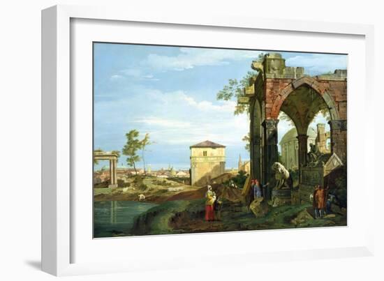 Capriccio with Motifs from Padua, circa 1756-Canaletto-Framed Giclee Print