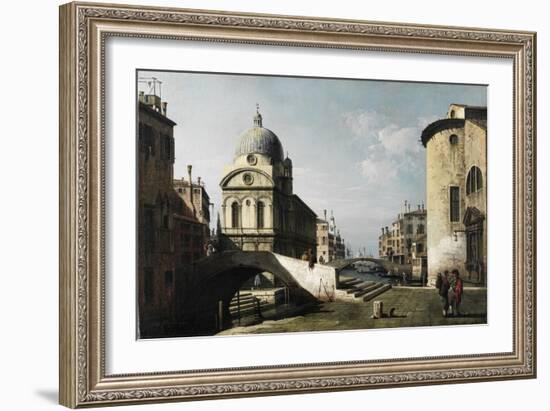 Capriccio with View of Santa Maria Dei Miracoli, Venice, Ca. 1740-Canaletto-Framed Giclee Print