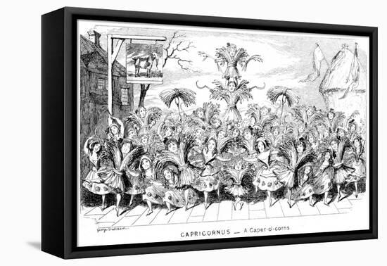 Capricornus - a Caper-O'-Corns, 19th Century-George Cruikshank-Framed Premier Image Canvas