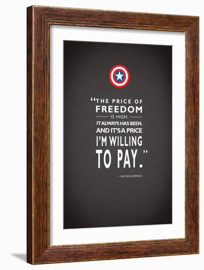 Capt America Quote-Mark Rogan-Framed Art Print