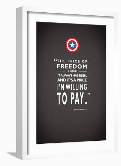 Capt America Quote-Mark Rogan-Framed Art Print