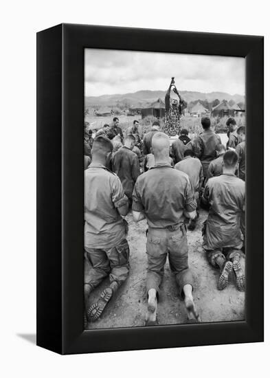 Capt. Bill Carpenter and Members of the 101st Airborne at Outdoor Catholic Mass, Vietnam, 1966-Larry Burrows-Framed Premier Image Canvas