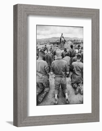 Capt. Bill Carpenter and Members of the 101st Airborne at Outdoor Catholic Mass, Vietnam, 1966-Larry Burrows-Framed Photographic Print