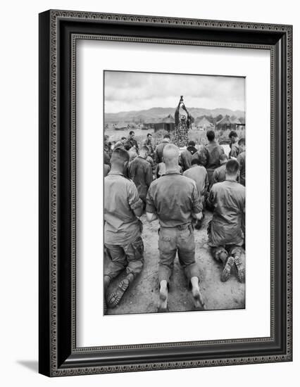 Capt. Bill Carpenter and Members of the 101st Airborne at Outdoor Catholic Mass, Vietnam, 1966-Larry Burrows-Framed Photographic Print