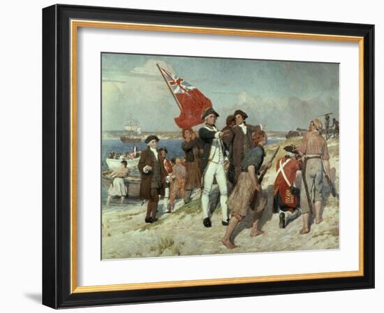 Capt Cook Landing at Botany Bay-Emanuel Phillips Fox-Framed Giclee Print