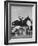 Capt. Theodore Galiza, Russian Riding Master, Taking Triple Bars, Horse Show Organized-Alfred Eisenstaedt-Framed Photographic Print