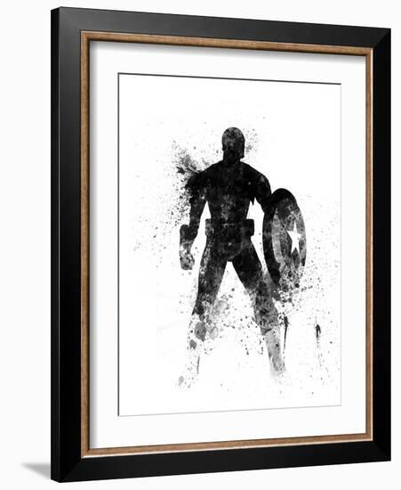 Captain America Watercolor I-Jack Hunter-Framed Art Print