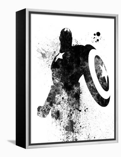 Captain America Watercolor V-Jack Hunter-Framed Stretched Canvas