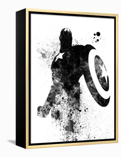 Captain America Watercolor V-Jack Hunter-Framed Stretched Canvas