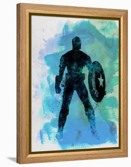 Captain America Watercolor-Jack Hunter-Framed Stretched Canvas