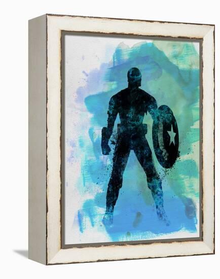 Captain America Watercolor-Jack Hunter-Framed Stretched Canvas