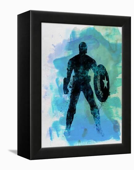Captain America Watercolor-Jack Hunter-Framed Stretched Canvas