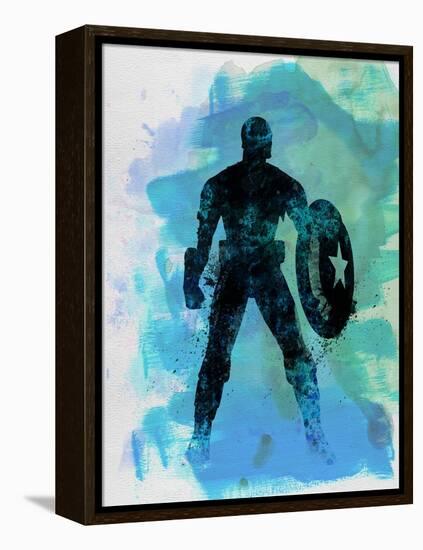 Captain America Watercolor-Jack Hunter-Framed Stretched Canvas