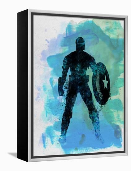 Captain America Watercolor-Jack Hunter-Framed Stretched Canvas