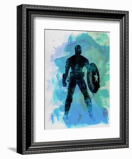 Captain America Watercolor-Jack Hunter-Framed Premium Giclee Print