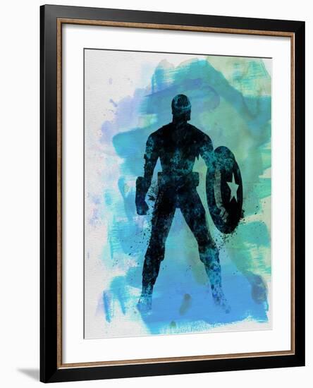 Captain America Watercolor-Jack Hunter-Framed Art Print