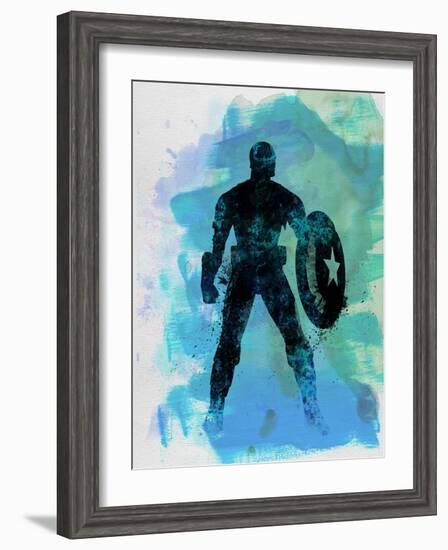 Captain America Watercolor-Jack Hunter-Framed Art Print