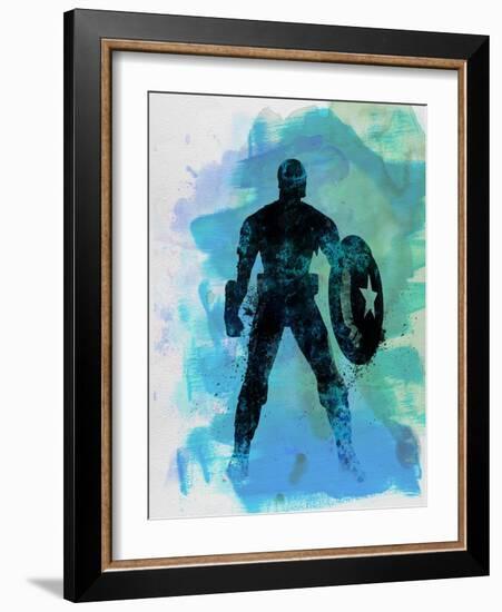 Captain America Watercolor-Jack Hunter-Framed Art Print