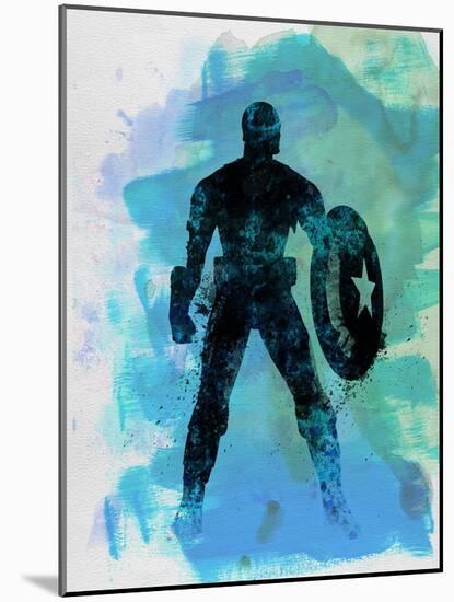 Captain America Watercolor-Jack Hunter-Mounted Art Print