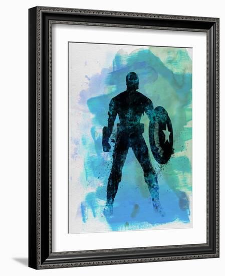 Captain America Watercolor-Jack Hunter-Framed Art Print