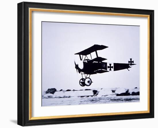 Captain Baron Von Richthofen Landing His Fokker Triplane-German photographer-Framed Giclee Print