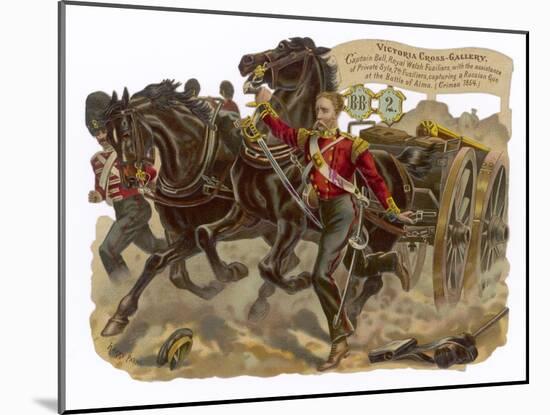 Captain Bell of the Royal Welsh Fusiliers Captures a Russian Gun at the Battle of Alma-Harry Payne-Mounted Art Print