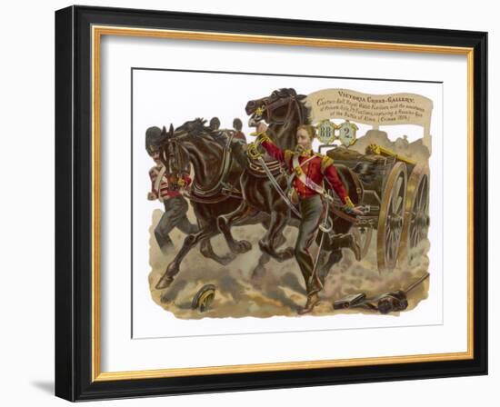 Captain Bell of the Royal Welsh Fusiliers Captures a Russian Gun at the Battle of Alma-Harry Payne-Framed Art Print