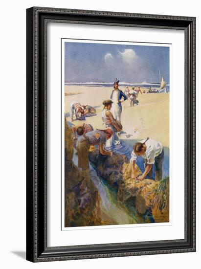 Captain Bligh and His Fellow Castaways Survive by Seeking Oysters off the Great Barrier Reef-Alec Ball-Framed Art Print