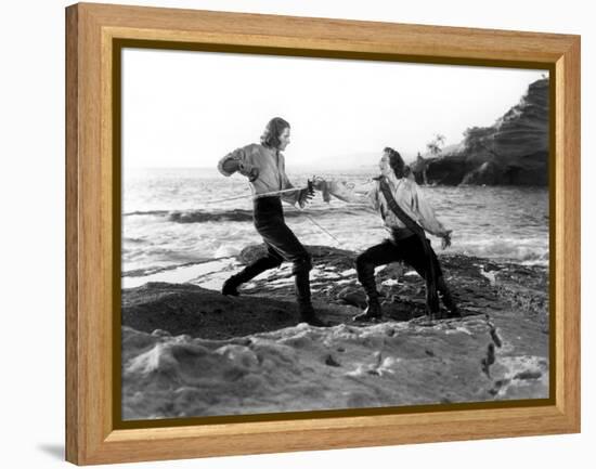 Captain Blood, Errol Flynn, Basil Rathbone, 1935-null-Framed Stretched Canvas