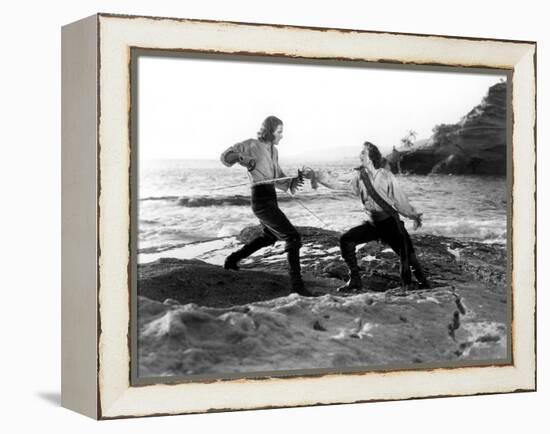 Captain Blood, Errol Flynn, Basil Rathbone, 1935-null-Framed Stretched Canvas