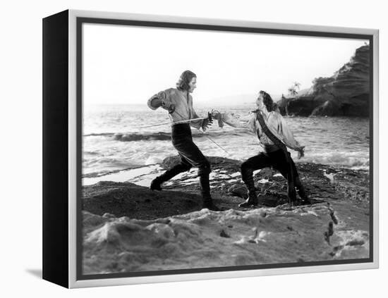 Captain Blood, Errol Flynn, Basil Rathbone, 1935-null-Framed Stretched Canvas