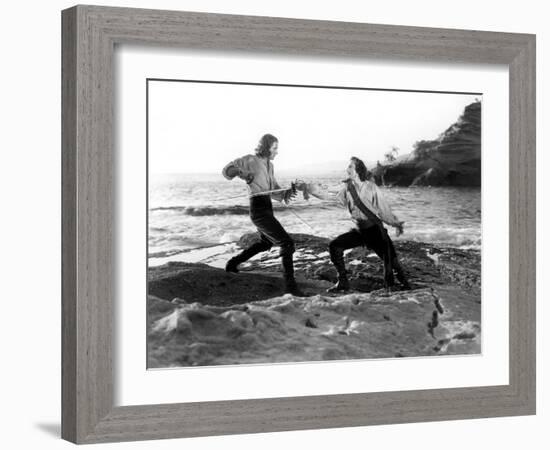 Captain Blood, Errol Flynn, Basil Rathbone, 1935-null-Framed Photo