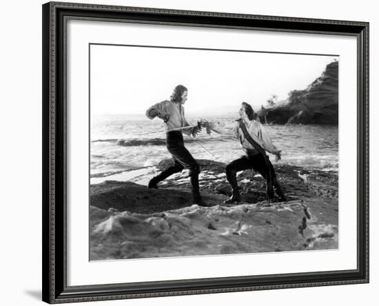 Captain Blood, Errol Flynn, Basil Rathbone, 1935-null-Framed Photo