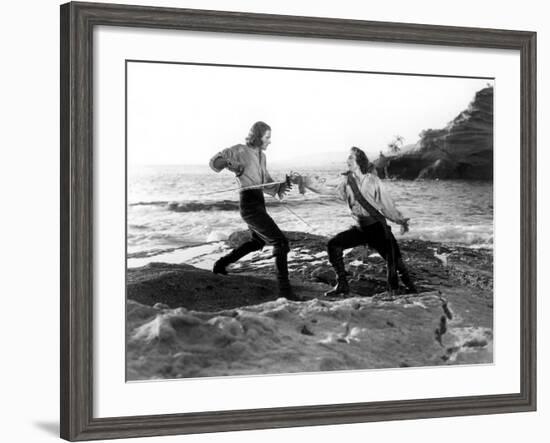 Captain Blood, Errol Flynn, Basil Rathbone, 1935-null-Framed Photo