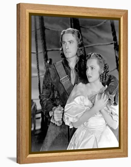 Captain Blood, Errol Flynn, Olivia De Havilland, 1935-null-Framed Stretched Canvas