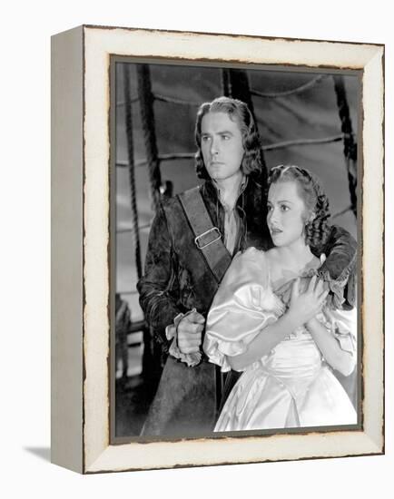 Captain Blood, Errol Flynn, Olivia De Havilland, 1935-null-Framed Stretched Canvas