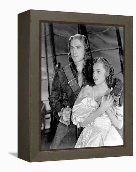 Captain Blood, Errol Flynn, Olivia De Havilland, 1935-null-Framed Stretched Canvas