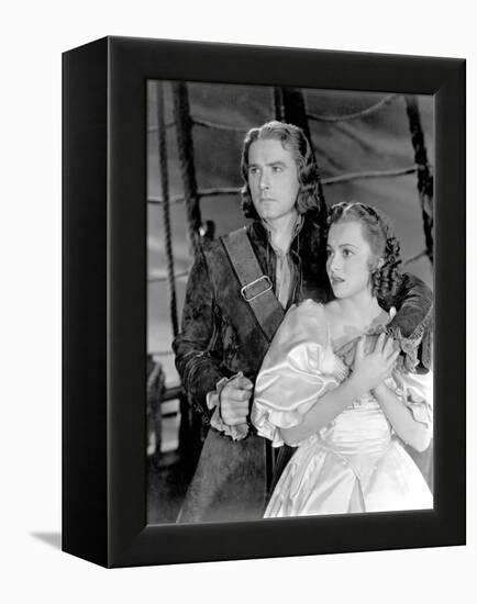 Captain Blood, Errol Flynn, Olivia De Havilland, 1935-null-Framed Stretched Canvas