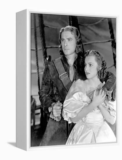 Captain Blood, Errol Flynn, Olivia De Havilland, 1935-null-Framed Stretched Canvas