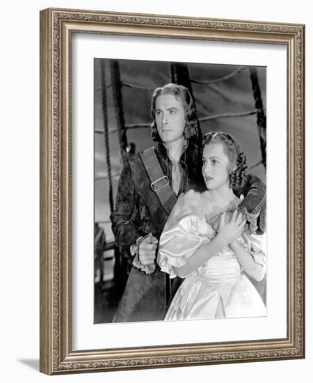 Captain Blood, Errol Flynn, Olivia De Havilland, 1935-null-Framed Photo