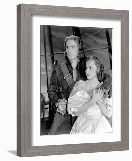 Captain Blood, Errol Flynn, Olivia De Havilland, 1935-null-Framed Photo