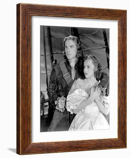 Captain Blood, Errol Flynn, Olivia De Havilland, 1935-null-Framed Photo