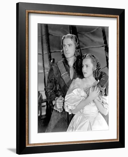 Captain Blood, Errol Flynn, Olivia De Havilland, 1935-null-Framed Photo