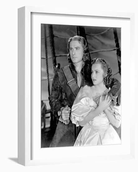 Captain Blood, Errol Flynn, Olivia De Havilland, 1935-null-Framed Photo