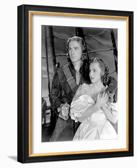 Captain Blood, Errol Flynn, Olivia De Havilland, 1935-null-Framed Photo